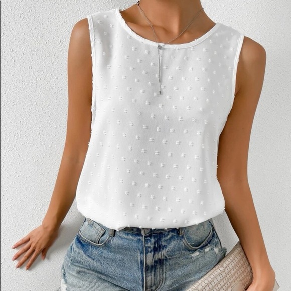 White Swiss dot lace detail blouse - Picture 4 of 5